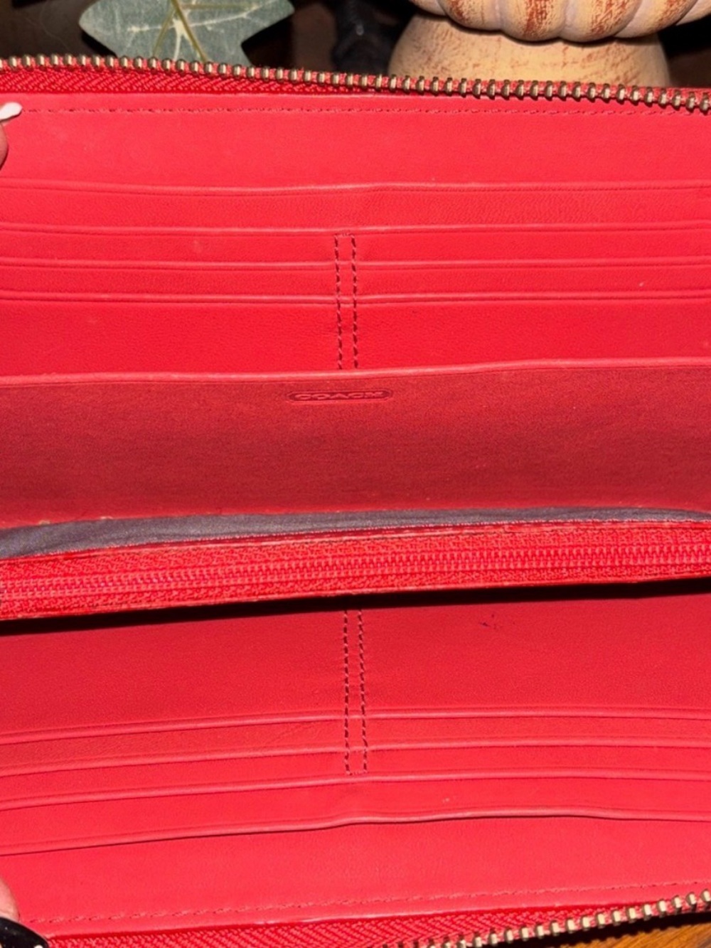 Coach Glossy Patent Leather Wallet in Coral Red - Picture 9 of 13